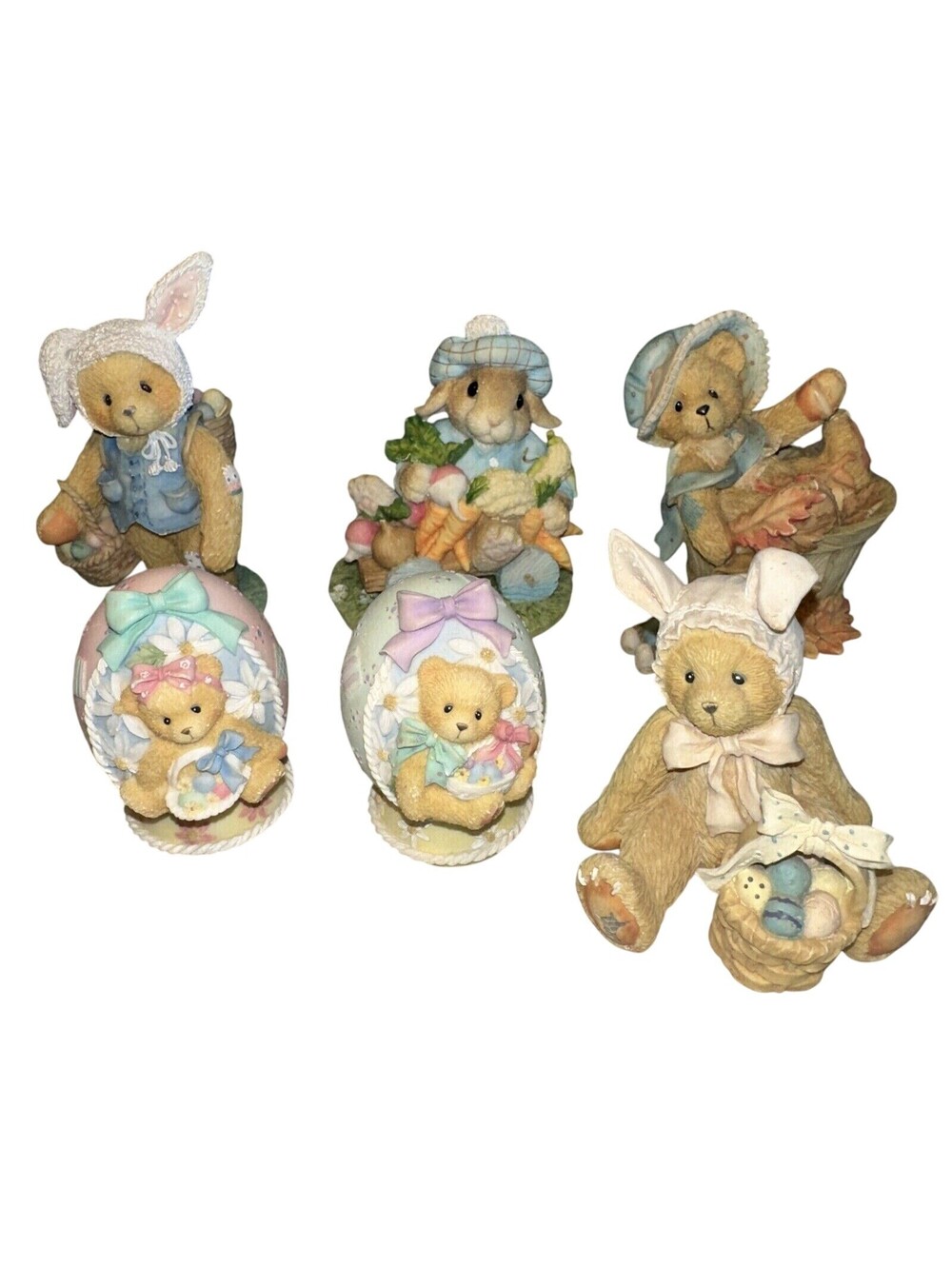 6 Easter Cherished Teddies Bessie Pat Peter Rabbit My Blushing Bunnies Basket